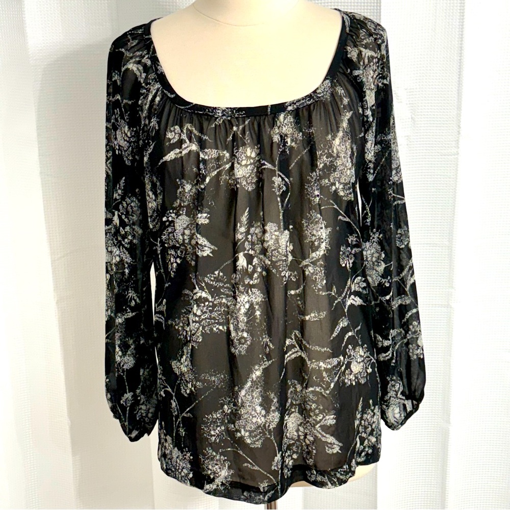 New York &‎ Company Women's Long Sleeve Pull-Over Top Black & White Size XS